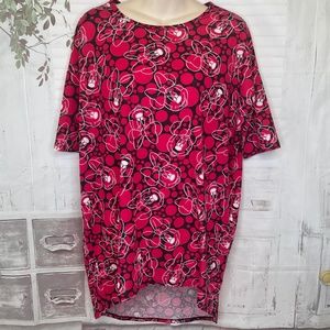 LuLaRoe Irma Disney Womens Pink Black Mini Mouse Knit Hi Lo Shirt Top Sz X Small